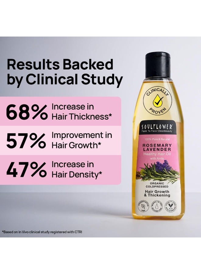 Soulflower Rosemary Lavender Hair Oil For Healthy Hair, Scalp Nourishment, Hair Growth - 100% Pure & Natural Undiluted Cold Pressed Oil, 120Ml - Image 3